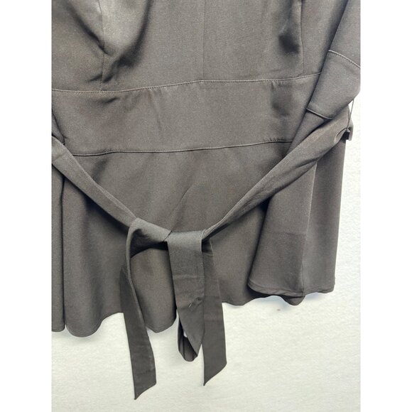 Lane Bryant Womens Black V-Neck Short Sleeve Peplum Top W/Tie Waist Size 28 - Picture 4 of 10